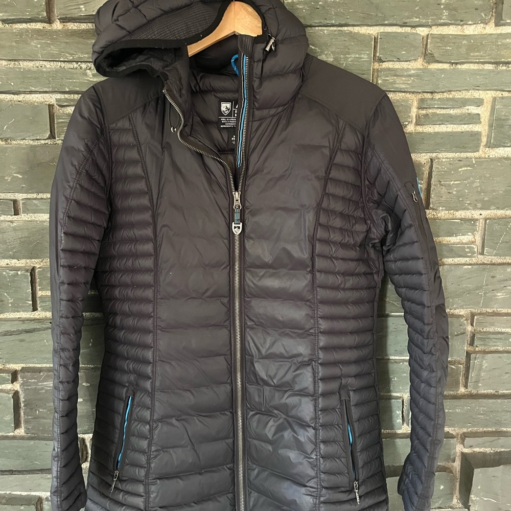 Kuhl Women's Black Puffer Jacket with Blue Accents